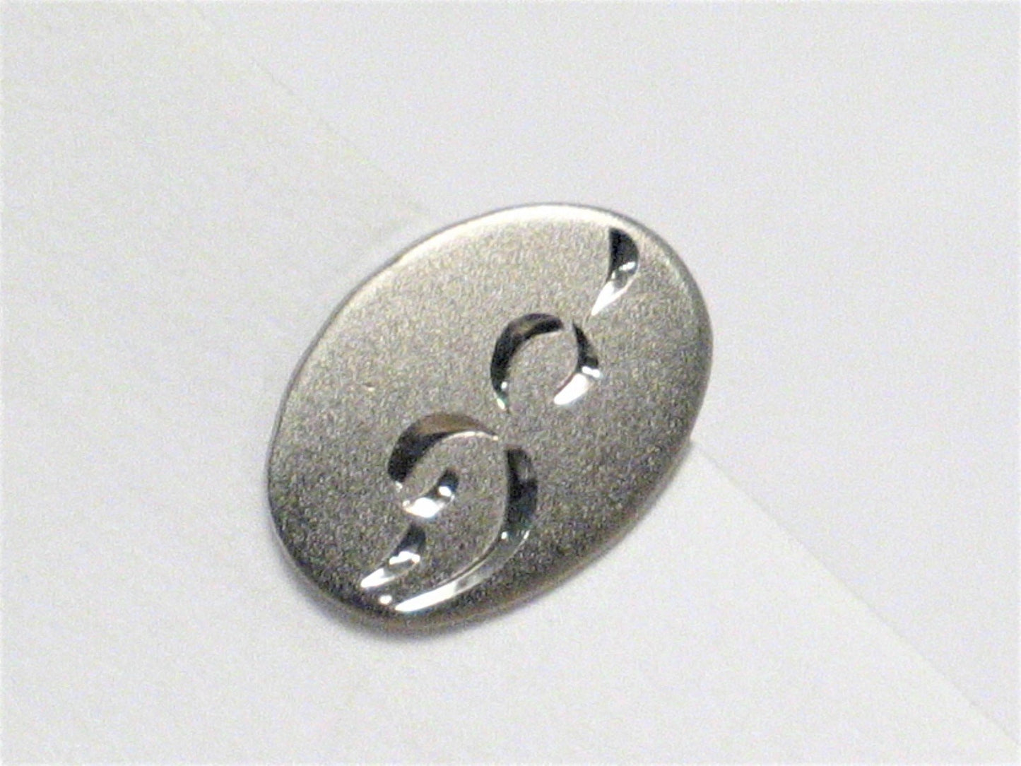 Used Jewelry Tie Tack | Mens 13.6 mm Sterling Silver Diamond Cut Satin Finished Oval Tie Tack