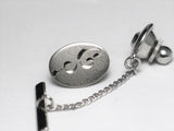 Used Jewelry Tie Tack | Mens 13.6 mm Sterling Silver Diamond Cut Satin Finished Oval Tie Tack - Blingschlingers Jewelry