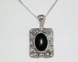 Back in Black | Sterling Silver Necklace Pendant set w/ Black Onyx Stone 18" - Blingschlingers Jewelry