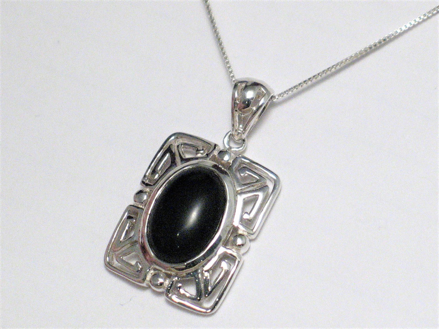 Back in Black | Sterling Silver Necklace Pendant set w/ Black Onyx Stone 18" - Blingschlingers Jewelry