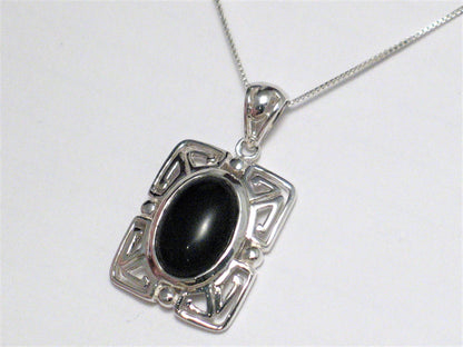 Back in Black | Sterling Silver Necklace Pendant set w/ Black Onyx Stone 18" - Blingschlingers Jewelry