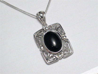 Back in Black | Sterling Silver Necklace Pendant set w/ Black Onyx Stone 18" - Blingschlingers Jewelry