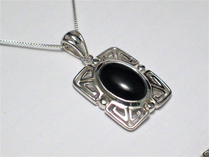 Back in Black | Sterling Silver Necklace Pendant set w/ Black Onyx Stone 18" - Blingschlingers Jewelry