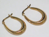 Jewelry Earrings | Womens Gold Sterling Silver 1" Oval Horseshoe Style Hoop Earrings