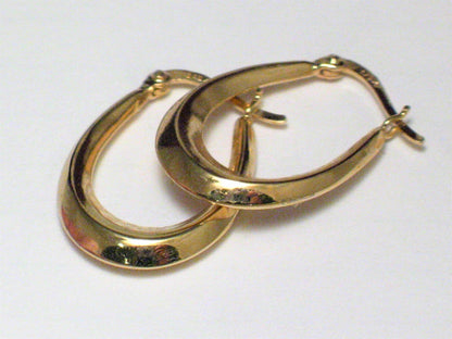 Jewelry Earrings | Womens Gold Sterling Silver 1" Oval Horseshoe Style Hoop Earrings