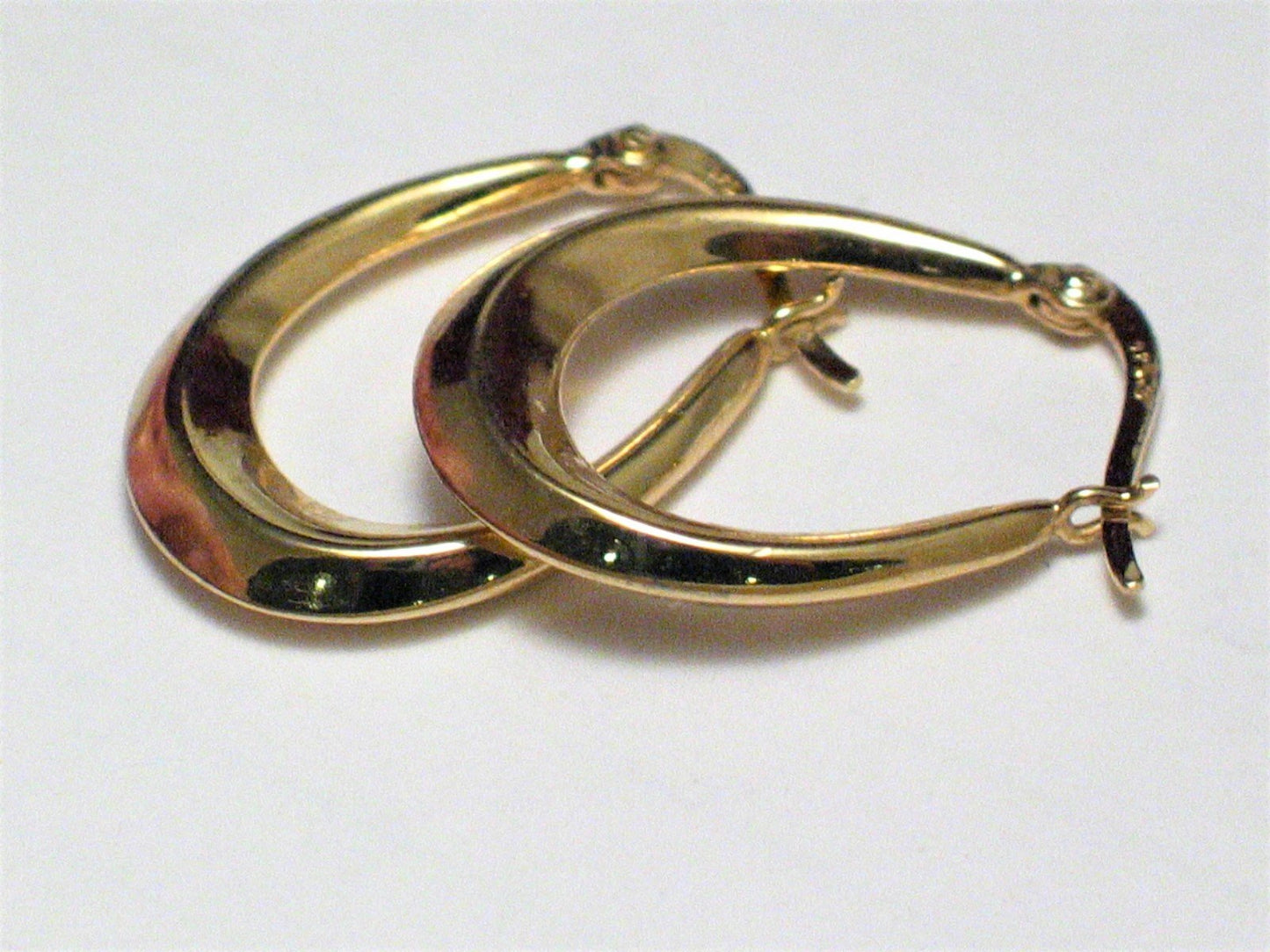 Jewelry Earrings | Womens Gold Sterling Silver 1" Oval Horseshoe Style Hoop Earrings