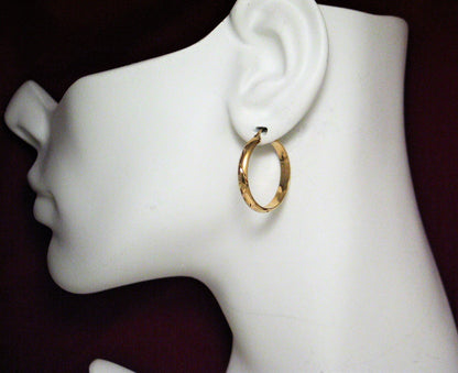 Jewelry > Earrings | Womens 1 1/16" Gold Sterling Silver Glinting Diamond Cut Hoop Earrings