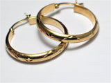 Jewelry > Earrings | Womens 1 1/16" Gold Sterling Silver Glinting Diamond Cut Hoop Earrings