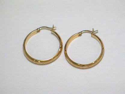 Jewelry > Earrings | Womens 1 1/16" Gold Sterling Silver Glinting Diamond Cut Hoop Earrings