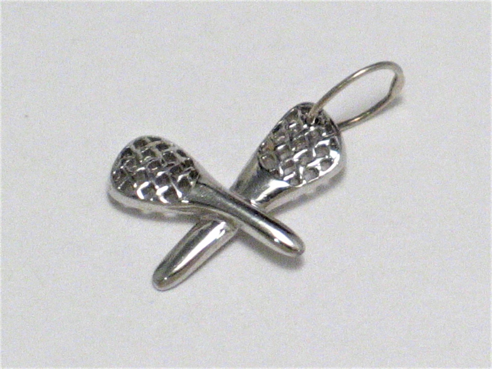 Used Jewelry > Charm | Sterling Silver Dainty Crossed Lacrosse Sticks Charm Pendant