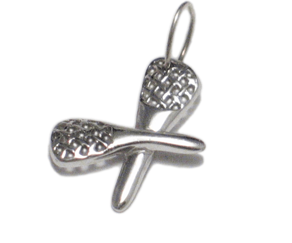 Used Jewelry > Charm | Sterling Silver Dainty Crossed Lacrosse Sticks Charm Pendant