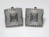 Used Jewelry Cufflinks | Mens Suave Sterling Silver Satin Diamond Cut Design Square Cufflinks