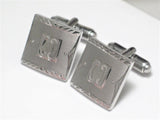 Used Jewelry Cufflinks | Mens Suave Sterling Silver Satin Diamond Cut Design Square Cufflinks