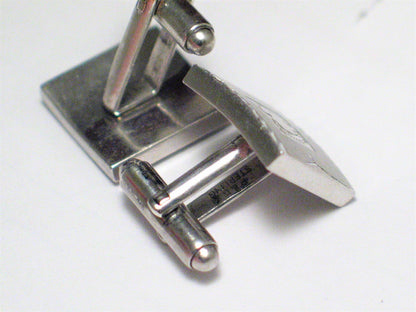 Used Jewelry Cufflinks | Mens Suave Sterling Silver Satin Diamond Cut Design Square Cufflinks