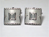 Used Jewelry Cufflinks | Mens Suave Sterling Silver Satin Diamond Cut Design Square Cufflinks