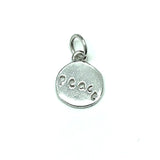 Jewelry - Unisex Sterling Silver Small Round Cut-out Style Inspirational "Peace" Charm