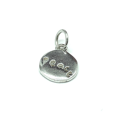 Jewelry - Unisex Sterling Silver Small Round Cut-out Style Inspirational "Peace" Charm
