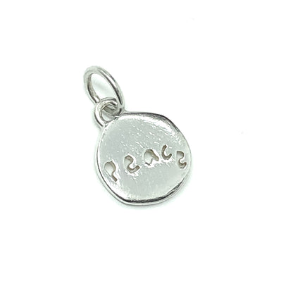 Jewelry - Unisex Sterling Silver Small Round Cut-out Style Inspirational "Peace" Charm