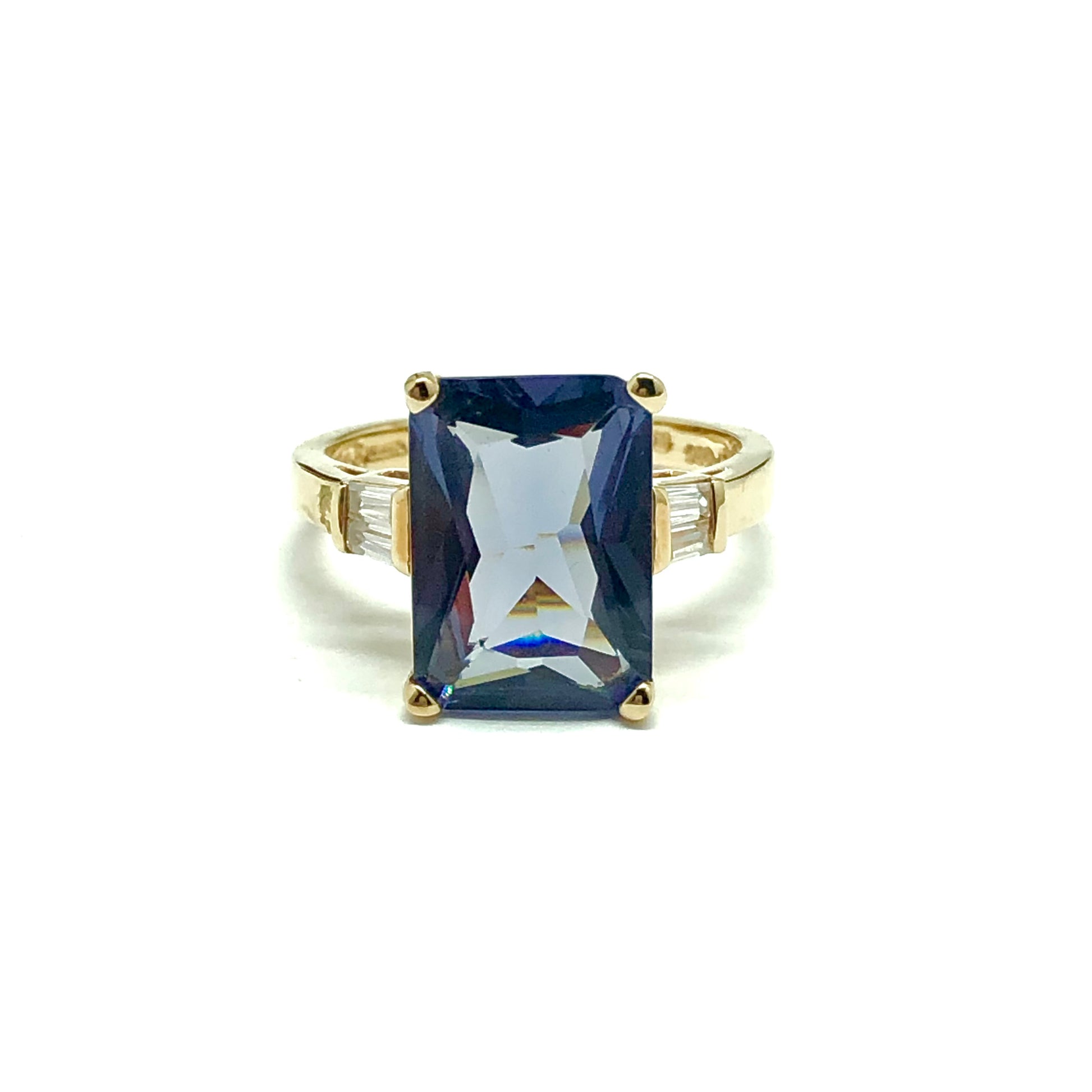 Jewelry | Womens sz9 used Luxe Gold Sterling Silver Iolite Purple Cz Statement Ring
