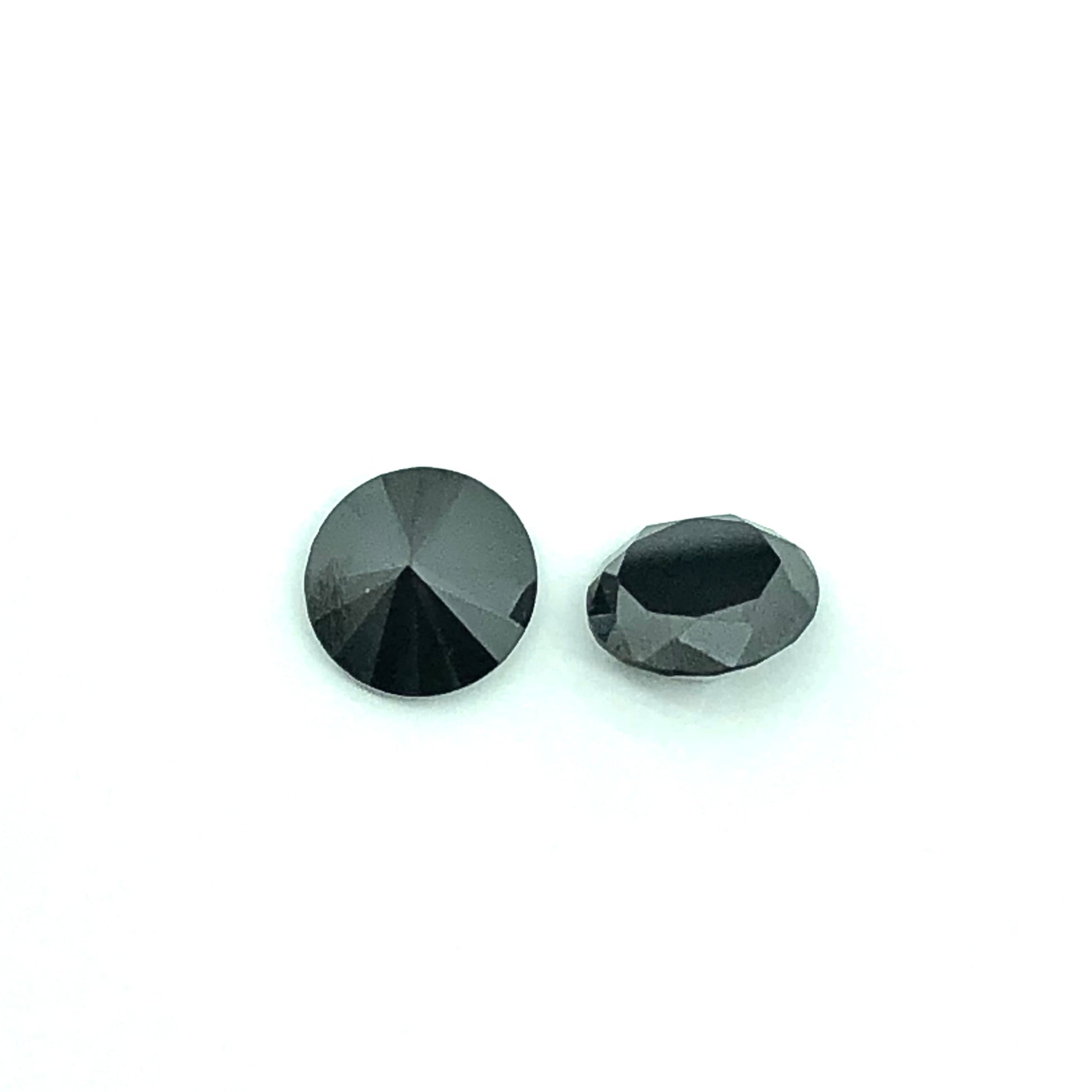 Loose Gemstones - Matched Pair 8.1mm 2ct ea Round Cut Black Diamond Simulant Stone