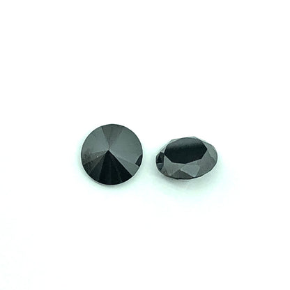 Loose Gemstones - Matched Pair 8.1mm 2ct ea Round Cut Black Diamond Simulant Stone