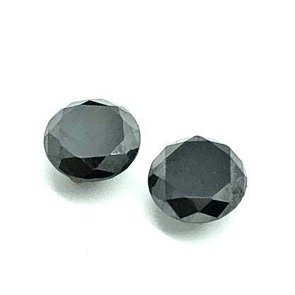 Loose Gemstones - Matched Pair 8.1mm 2ct ea Round Cut Black Diamond Simulant Stone