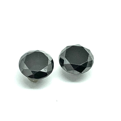 Loose Gemstones - Matched Pair 8.1mm 2ct ea Round Cut Black Diamond Simulant Stone - Blingschlingers