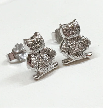 Jewelry Earrings | Mens Womens Sterling Silver Pave Cz Wise Owl Bird Earrings
