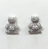 Jewelry Earrings | Mens Womens Sterling Silver Pave Cz Wise Owl Bird Earrings - Blingschlingers Jewelry