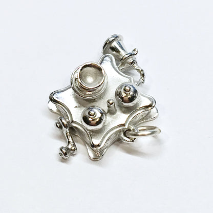 Vintage Jewelry > 3D Charms | Oddities - Sterling Silver Embellished Hand Crank Phone Charm- Blingschlingers Jewelry