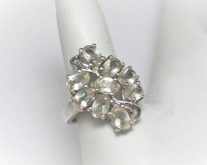 Cluster Ring, sz6 Pre-owned Gemporia's Light Yellow Oval Heliodor Stone Cocktail Ring