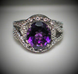 Jewelry > Ring > Womens sz 5.25 Sterling Silver Purple Amethyst Stone Ring - Blingschlingers Jewelry