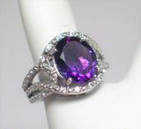 Jewelry > Ring > Womens sz 5.25 Sterling Silver Purple Amethyst Stone Ring