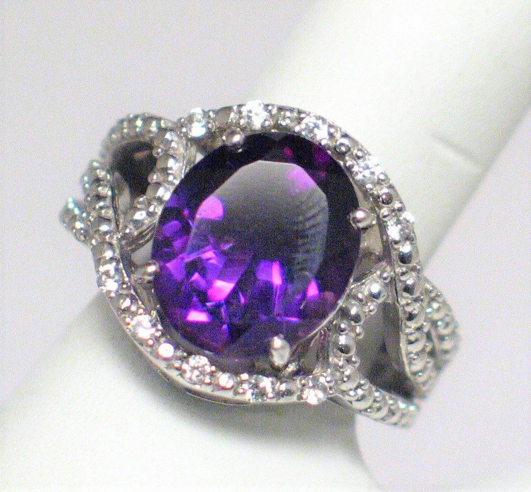 Jewelry > Ring > Womens sz 5.25 Sterling Silver Purple Amethyst BirthStone Ring- Blingschlingers Jewelry