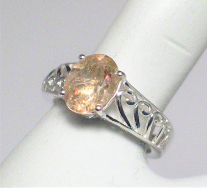 Jewelry > Womens > Ring | sz 5.25 Sterling Silver Filigree Sunstone Ring - Blingschlingers Jewelry