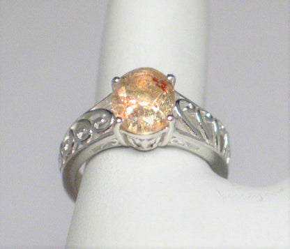 Jewelry > Womens > Ring | sz 5.25 Sterling Silver Filigree Sunstone Ring