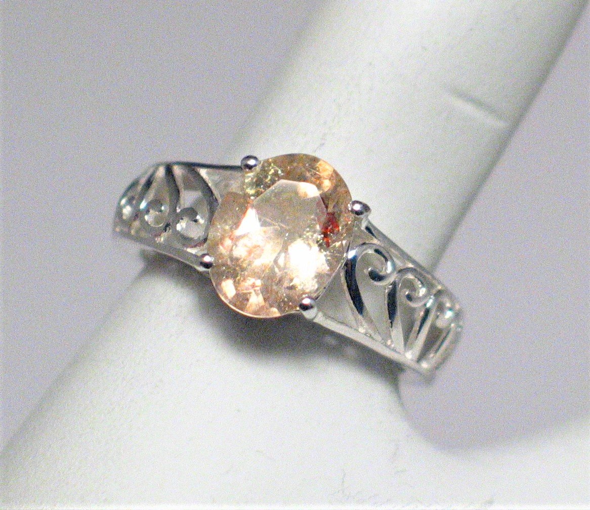 Jewelry > Womens > Ring | sz 5.25 Sterling Silver Filigree Sunstone Ring - Blingschlingers Jewelry