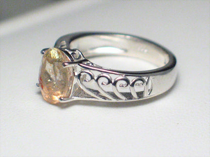 Jewelry > Womens > Ring | sz 5.25 Sterling Silver Filigree Sunstone Ring