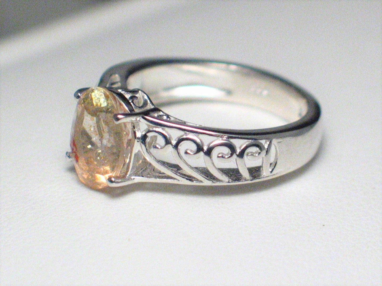 Jewelry > Womens > Ring | sz 5.25 Sterling Silver Filigree Sunstone Ring