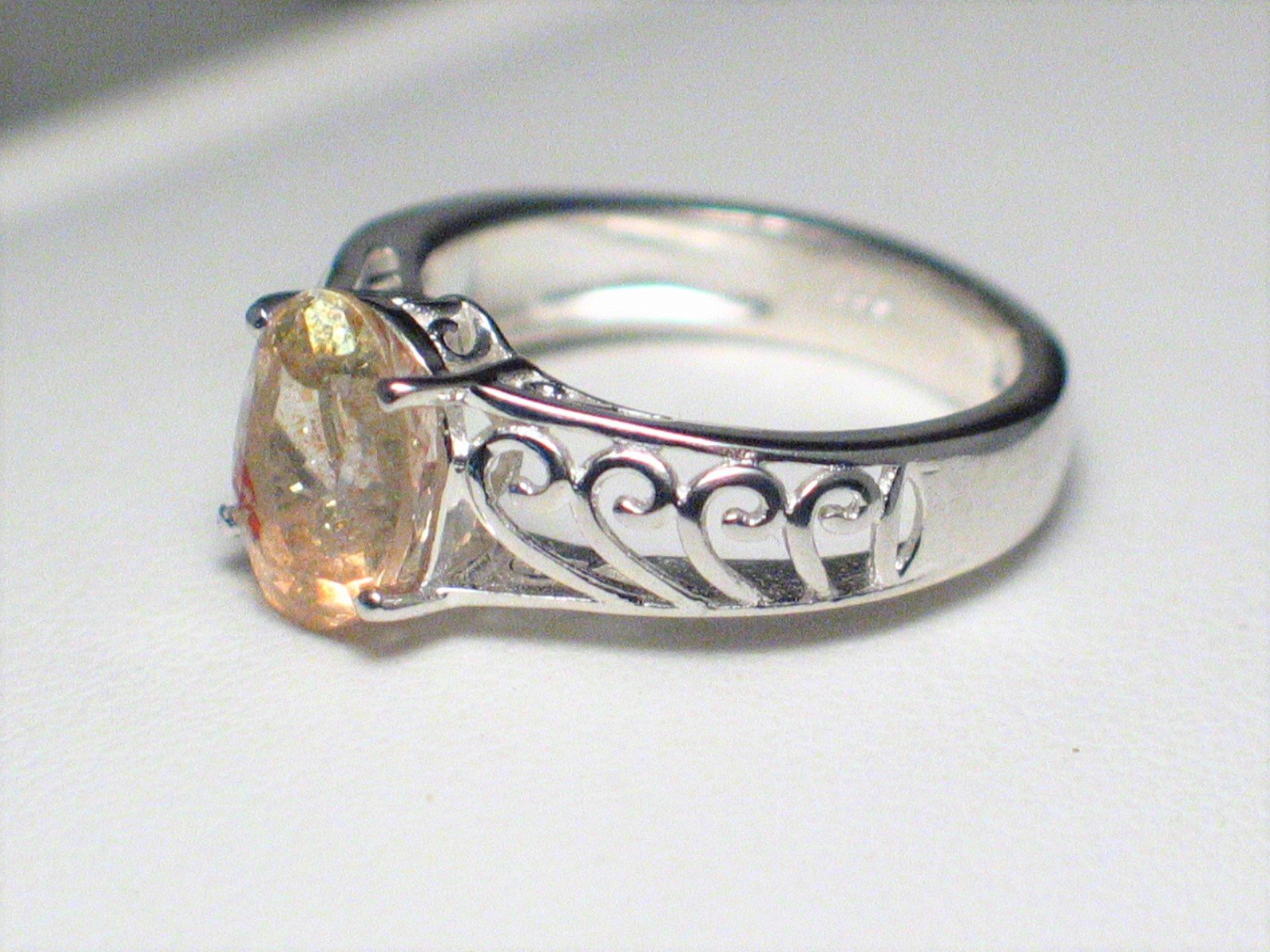 Jewelry > Womens > Ring | sz 5.25 Sterling Silver Filigree Sunstone Ring
