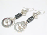 Earrings Estate | Womens Sterling Silver Bold Carved Circle Dangle Earrings