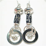Earrings Estate | Womens Sterling Silver Bold Carved Circle Dangle Earrings