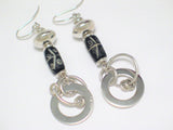 Earrings Estate | Womens Sterling Silver Bold Carved Circle Dangle Earrings- Blingschlingers Jewelry