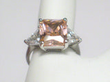 Ring Womens | Secondhand Sterling Silver Sparkly Princess Pink Cz Stone Ring