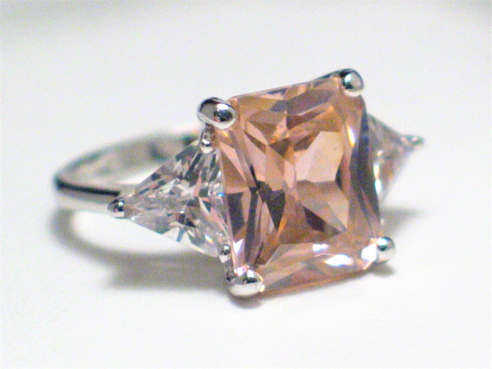 Ring Womens | Secondhand Sterling Silver Sparkly Princess Pink Cz Stone Ring