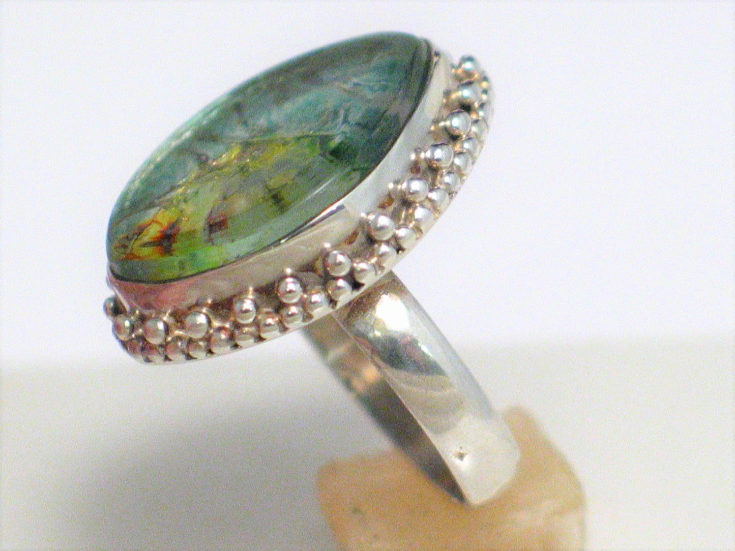 Jewelry > Rings | Womens Sterling Silver Artwork Flair Design Stone Ring 