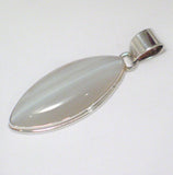 Smokey Ray | Sterling Silver Pendant w/ Marquise Cut Banded Agate | Unisex - Blingschlingers Jewelry