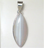 Smokey Ray | Sterling Silver Pendant w/ Marquise Cut Banded Agate | Unisex - Blingschlingers Jewelry