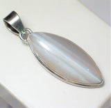 Smokey Ray | Sterling Silver Pendant w/ Marquise Cut Banded Agate | Unisex - Blingschlingers Jewelry