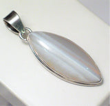 Smokey Ray | Sterling Silver Pendant w/ Marquise Cut Banded Agate | Unisex - Blingschlingers Jewelry
